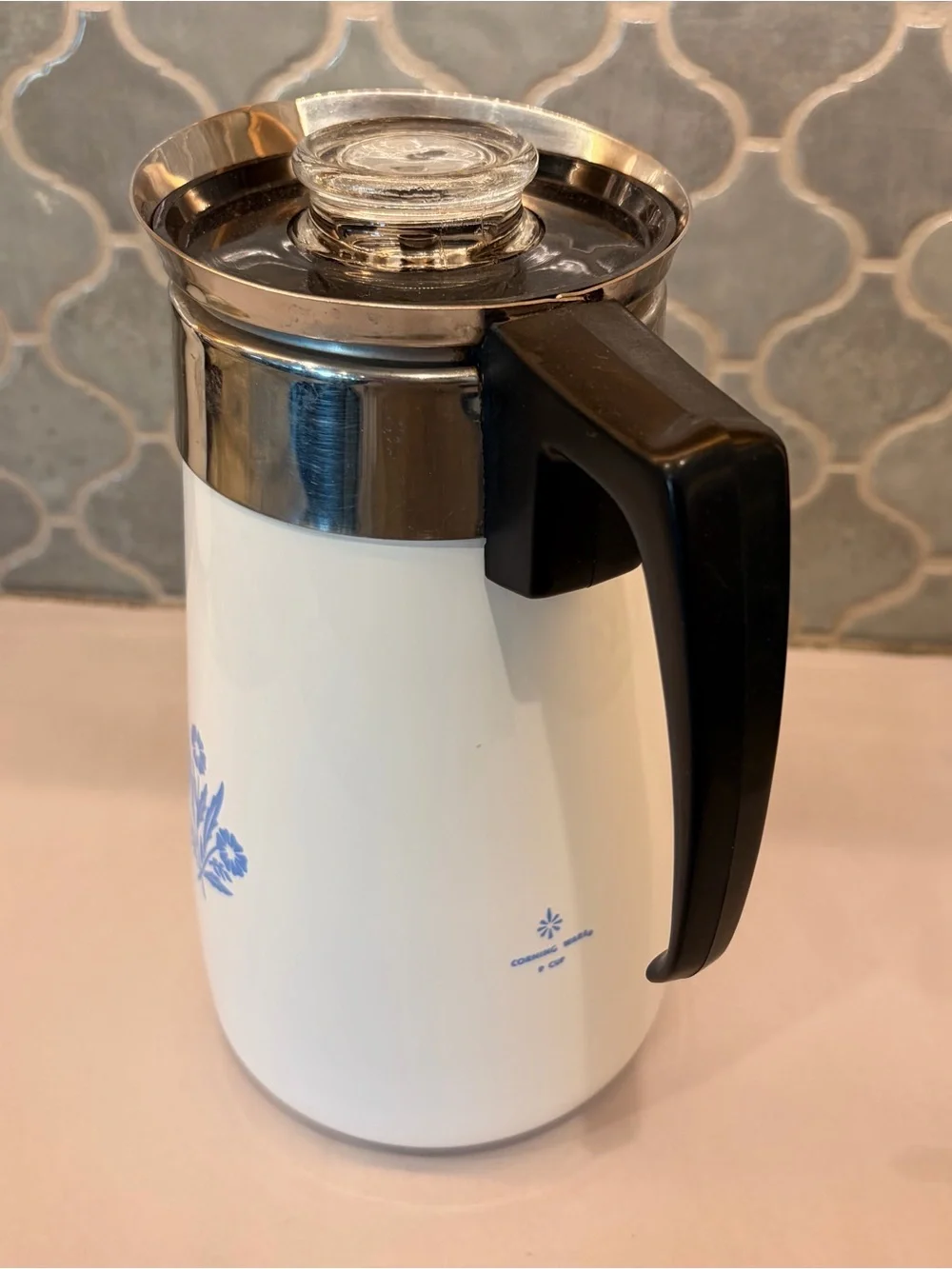 Vintage CorningWare Blue Cornflower 9-Cup Stovetop Percolator Coffee Pot